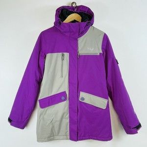 ORAGE‎ Purple Grey Hooded Ski Jacket Coat Puffer Poly Fill Womens Sz Small